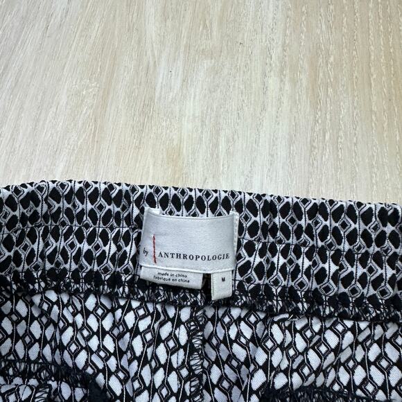 Anthropologie Geometric Cropped Black White Ankle Slit Pull On Pants Medium - Picture 13 of 15